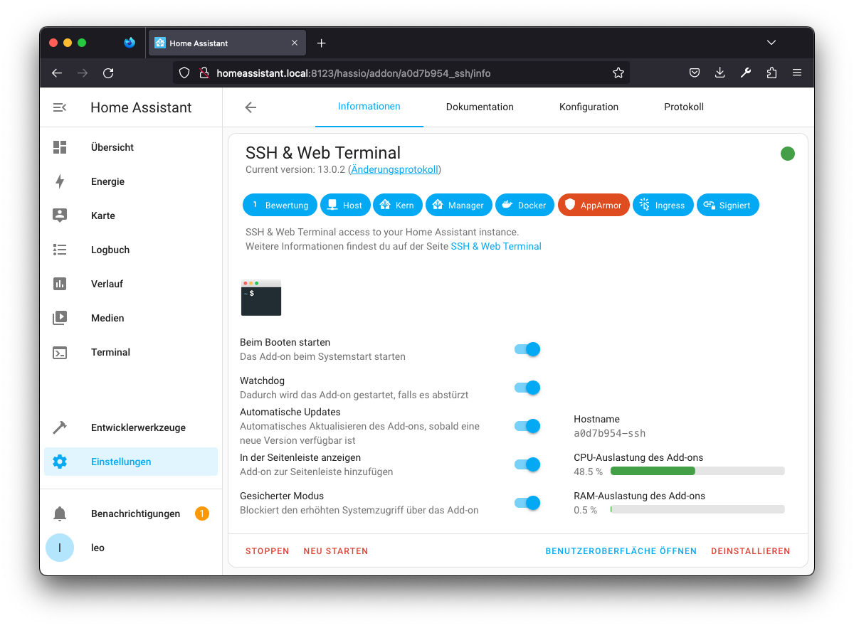 addon ssh web terminal 3